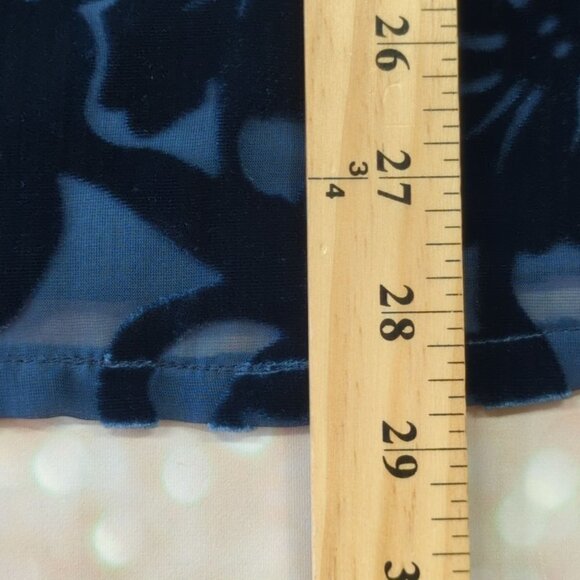 Silk Lore by Beth Terrell Navy Blue Velour/Silk Tunic, Women's Small - Picture 11 of 12